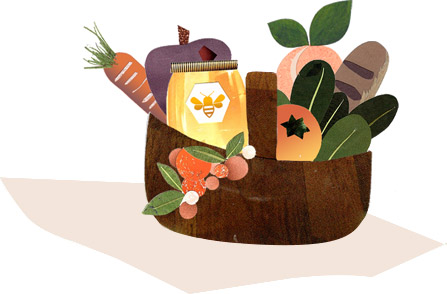 Illustration of Farm-to-Family CSA box